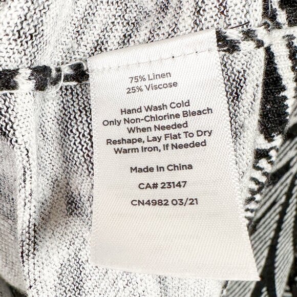 Talbots Linen Pullover Women’s M Black White Palm Print Round Neck Cap Sleeve - Picture 7 of 7